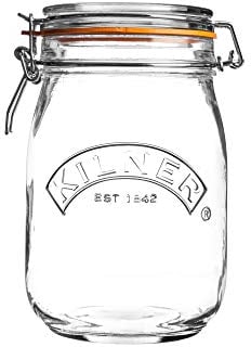 Kilner Clip Top Jar 1 Litre (1000 ml) Airtight Glass Storage Jar for Preserving Fruits Vegetables Coffee Tea Rice Flour Nuts Pasta