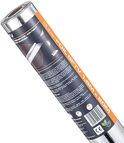 SuperFOIL SFTV Reflective Membrane 1.5m x 50m - Energy Saving Foil Sheet - 2-in-1 Sustainable Reflective Radiant Barrier & Waterproof Vapour Barrier VCL for Home & Auto