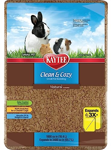 Kaytee Superpet, Clean & Cozy Streu für kleine Haustiere wie Mäuse, Rennmäuse, Nagetiere, Hamster, Kaninchen, besonders saugfähige Papierstreu, 99,9 % staubfrei, Natürlich, 49.2L