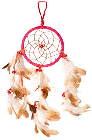 40cm x 11cm Dreamcatcher Traumfänger Rot Echt Leder Auto Indianer