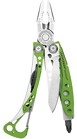 Leatherman Skeletool - Pince multifonctions en acier inoxydable, avec 7 outils dont un couteau, un adaptateur d'embout réversible, une pince et plus encore, fabriqué aux Etats-Unis, couleur vert