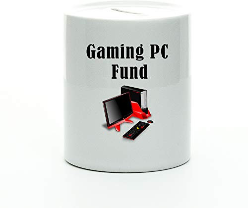 Gaming PC Fund Money Box - Ceramic Savings Jar for Gamers, Boyfriend Gift - Birthday Present - PC Build Piggy Bank with Rubber Plug, Gift for Gaming Enthusiasts