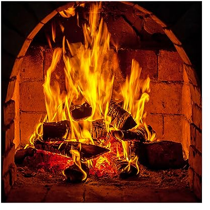 YongFoto 1,5x1,5m Vinyl Foto Hintergrund Vintage Kamin Brennholz Warmes Feuer Flammen Fotografie Leinwand Hintergrund Partydekoration Fotostudio Hintergründe Fotoshooting