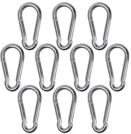 BB Sport 10 Karabinerhaken 70 x 7 mm Karabiner Max. Belastbar 180 KG - DIN5299 Feuerwehrkarabiner Set Stahl Galvanisch Verzinkt Stark