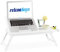 relaxdays Mesa Ordenador Portátil para Cama y Sofá con Cajón, Bambú, 24 x 60 x 35 cm, Blanco
