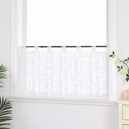 Joyswahl Scheibengardine Voile Bistrogardinen mit Schlaufen Elisabeth Kurzgardine HxB 45x90cm Streifen 1er Pack
