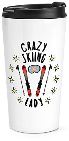 Crazy Skiing Lady Stars Travel Mug Cup