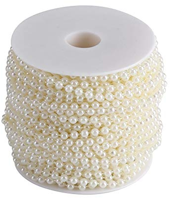 Regun Perle Vorhänge, 30m/Rolle 5mm künstliche Perle DIY dekorative Perle Vorhänge für Hochzeiten/Feiertagsfeiern in beige