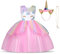 URAQT Robe Licorne Enfant de Princesse, Robes Licorne Fille avec Volants, pour Cosplay et Le Mariage et Les Parties et Halloween, Rose #1, Taille 6-7 ans (140 cm)