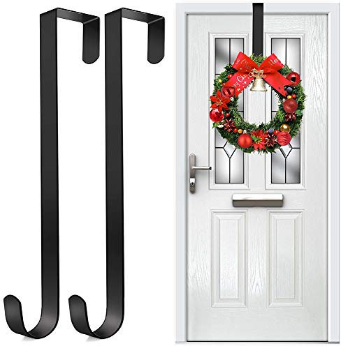 Kranz Aufhänger Türhaken für Weihnachten Tür, 2pcs Metall Kranzhalter Kranzhaken für Haustür, Weihnachtskranz Haken über dem Türhakenhalter Kranzaufhänger für Hängend Halloween Weihnachts Türdeko