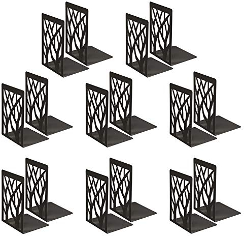 8 Paires Serre-Livre en Métal pour Livres, MSDADA Anti-Rayures Porte-Livres pour Bureau, Ecole et Maison, Séparateurs de Livres, CD, Porte-Dossier pour Bureaux(Noir)