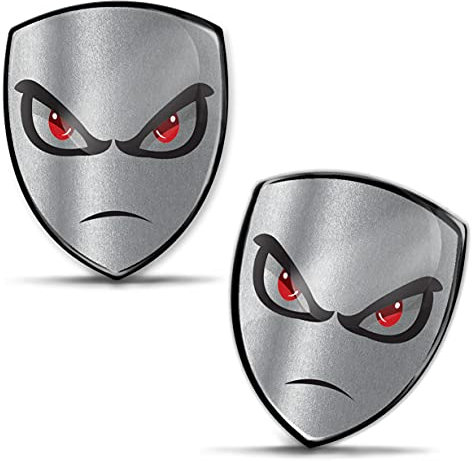 Biomar Labs® 2 x 3D Silicone Adesivi Resinati Argento No Fear Eyes Occhi Stickers per Automobile Motocicletta Finestrìno Porta Scooter Bici Motociclo Telefono KS 136