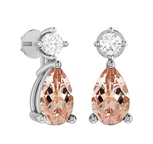 Glanz-Juwel Tropfen Birne 7X5 MM Morganit Edelstein 925 Sterling Silber Partykleidung Ohrring