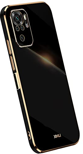 KEYYO Hülle für Xiaomi Redmi Note 10 4G | Note 10S, Schutzhülle TPU Silikon Handyhülle mit Galvanisieren von Phnom Penh, Stoßfest Bumper Case Soft Cover - Schwarz