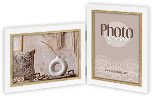 ZEP Doppia cornice Ayas 2 foto 13 x 18 cm verticale e orizzontale, BIANCO E MARRONE, CV437