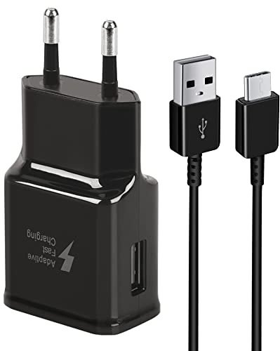KAIMENGLONG Adaptive Cargador Rápido para Samsung Galaxy S22 S21 S21FE S21+ S20FE S20 S20 Ultra S10 S10e S9 S8 A80 A72 A71 A51 A52 A53 5G/Note 20/10/9/8, con Kit de Cable USB Tipo C de 1,5 m, Negro