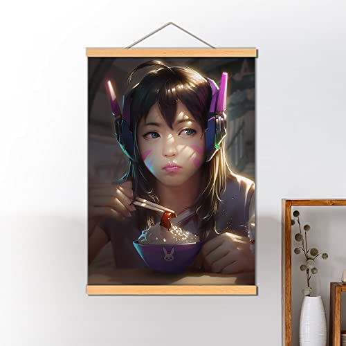 SB little D.Va Overwatch Anime Girls Hanging Poster Video Game Scroll Art Print Canvas Home Wall Decor (50 x 71 cm) (A)