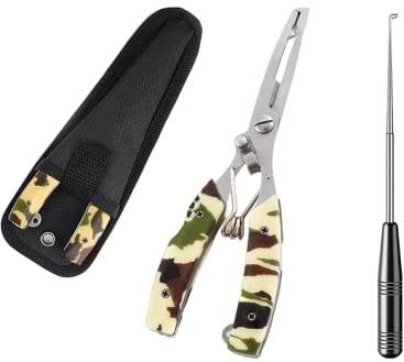 DOMINNE Fishing Pliers Set Fishing Scissors Pliers Fishing Unhooking Disgorger Hook Remover Multifunctional Camouflage Fishing Accessories for Men