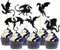 24 Pack Dragon Cupcake Toppers Glitter Fantasy Birthday Cupcake Picks for Flying Dragon Theme Baby Shower Kids Birthday Party Cake Decorations Supplies Black