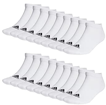 adidas 18 Paar Sportswear Low Cut Sneaker Socken Unisex Kurzsocke, Farbe:White, Socken & Strümpfe:40-42