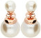 LÖB Damen Ohrringe Rosegold Vergoldet Perlenohrringe Doppel Ohrstecker Set Front Back mit Perlen Kugeln Rose Gold Weiß Perlenohrstecker Brautschmuck