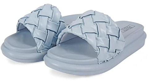PERLETTI Ciabatte Donna Estive con Fascia Intrecciata Azzurre - Ciabatta Ragazza per Mare Spiaggia Piscina Casa Comode - Pantofole Donne Ergonomiche Leggere Antiscivolo (Fascia Azzurra, numeric_39)