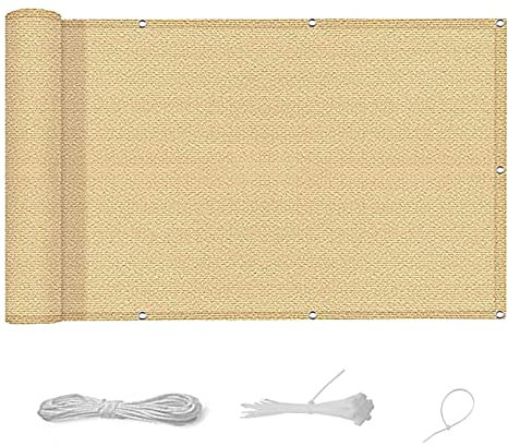 Brise-Vue pour Balcon 100 x 850 cm Protection Contre Les Regards Panneau de clôture avec Oeillets Attaches de câble pour Jardin, Balcon, Kaki