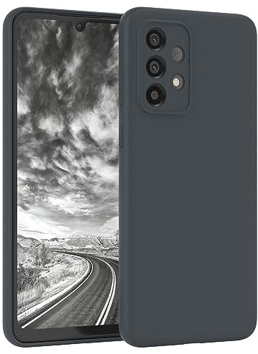 EAZY CASE Premium Silikon Handyhülle kompatibel mit Galaxy A33 5G Slimcover mit Kameraschutz und Innenfutter, Silikonhülle, Schutzhülle, Bumper, Handy Case, Hülle, Softcase, Dunkelgrau