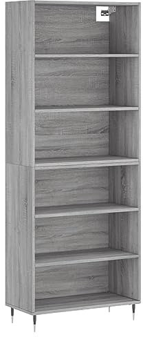 vidaXL Highboard, Sideboard mit viel Stauraum, Bücherschrank Bücherregal mit Metallbeine, Mehrzweckschrank für Wohnzimmer, Modern, Grau Sonoma Holzwerkstoff