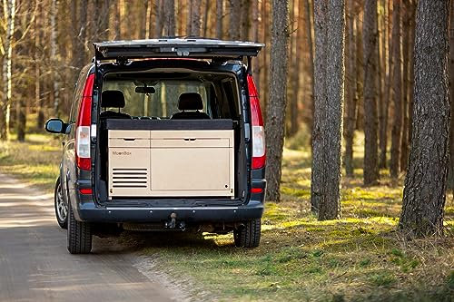 Moonbox Campingbox Premium 119cm | mit erweiterter Campingküche & Bettfunktion/Schlafsystem | für T-Modelle, V-Klasse, Renault Trafic UVM.