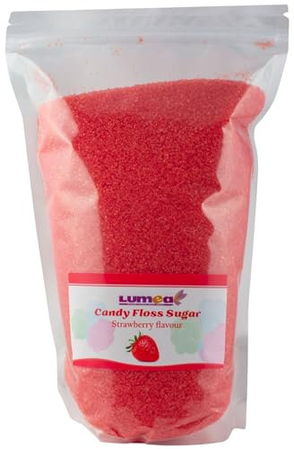 Dekozauber24 Premium Zuckerwatte Zucker mit Geschmack, 1000g, 8 Sorten, essbarer Farbzucker, farbig, Zuckerwattezucker 1kg (Erdbeere)