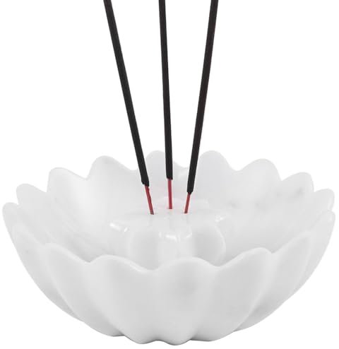 Radicaln Palo Santo Porte-encens en marbre blanc fait à la main pour décoration d'intérieur, porte-encens moderne pour bâtons, bâtons d'encens à la citronnelle pour chambre et bureau, aromathérapie