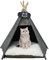 Whiwhi Tipi Zelt für Haustiere Hundezelt Katzenzelt mit Kissen Waschbar Haustierzelte Häuser Hundehöhle und Haustierhäuser Wegklappen Haustier Zelt Möbel 50x50x60cm