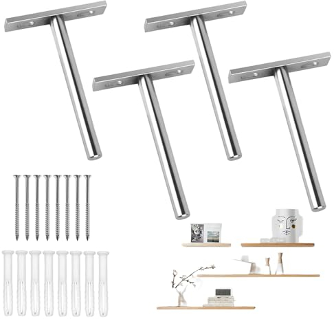 UKOFEW Soporte Estante, Soportes de Estantería Flotante Invisible, Soporte Baldas Pared, Soporte Oculto, Pared Soporte de Estante con Tornillos Para Soporte De Estantes DIY(100MM, 4PCS)