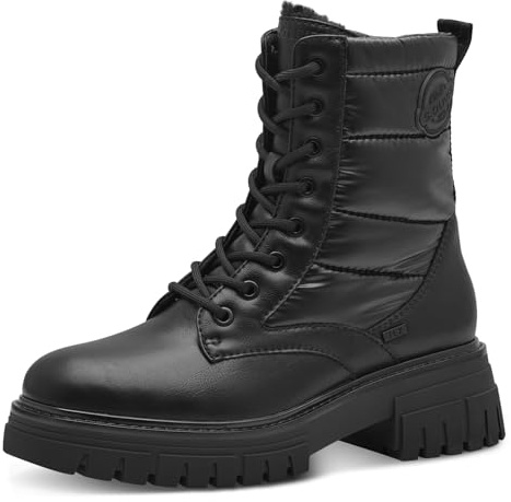 s.Oliver Damen Stiefeletten zum Schnüren Wasserabweisend Vegan, Schwarz (Black), 37 EU