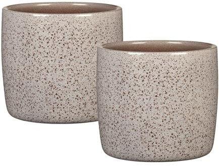 Scheurich Solido, Blumentopf 2er Set aus Keramik, Farbe: Roccia, 15 cm Durchmesser, 13,7 cm hoch, 1,9 l Vol.