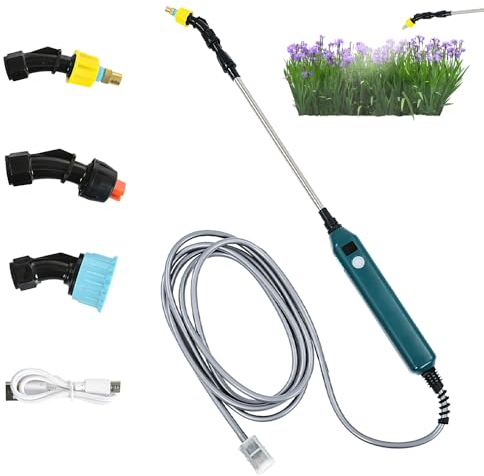 Hojalis Pulverizador Electrico, 2400mAh Pulverizador Eléctrico para Plantas con Pantalla de Batería, Pulverizador Bateria con 3 Boquillas Regulable y 3m Manguera, Pulverizador Jardin, USB Recargable