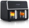 TUKAILAI Dual Zone Heißluftfritteuse 9L Doppel Korb Air Fritteuse, 4.5L+4.5L Familie Sized Dual Korb Air Fritteuse mit 2 Antihaft Blick Fenster Schubladen, Digital LED Display Dual Zone Air Fritteuse