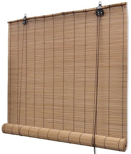 Homgoday Verdunkelungsrollo, Rollo aus Bambus, braun, 120 x 160 cm, Verdunkelungsrollo, für Tageslicht, Innenrollo, Verdunkelungsvorhänge, Verdunkelungsvorhänge