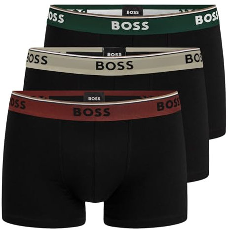 BOSS Herren Trunks Power Boxer Unterhosen Cotton Stretch 3er Pack, Farbe:Schwarz, Wäschegröße:M, Artikel:-968 Black/Black/Black Multi