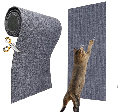 79 x 16 Cat Wall Climbing Carpet, Wall Scratcher Pad from Indoor Cat Couch Furniture Protector, Post DlY Kitten Corner Protector(Grey)