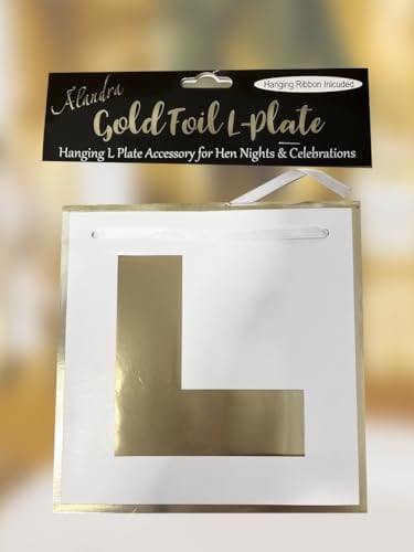 Alandra GOLD-LPLATE Foil L Plate with Hanging Ribbon
