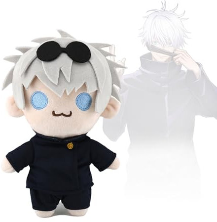 Zhuporn Gojo Satoru Plüschtier, Gojo Plush Doll Figures, 21 cm Gojo and Geto Plush, Anime Figur Plüsch Kopfkissen, Gojo Plüschpuppenspielzeug, Cartoon Plush Toy, Geschenke für Jungen und Mädchen Fans
