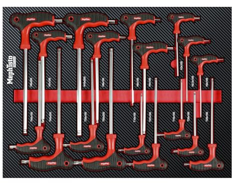 Mephisto Werkzeugeinlage Pro Line mit Innensechskant-Innensechsrund-Set | Werkzeug Set Werkstattwageneinlage in Soft Inlay in Carbonoptik