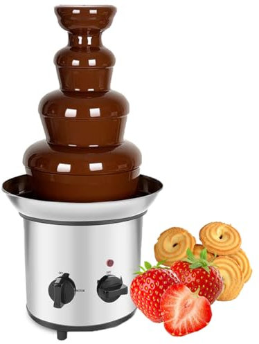 Máquina para derretir Chocolate de 4 Niveles, máquina eléctrica de Fuente de Chocolate de Acero Inoxidable, Fondue de Fuente de Chocolate en Cascada para Fiestas de cumpleaños, Bodas, Fiestas en casa