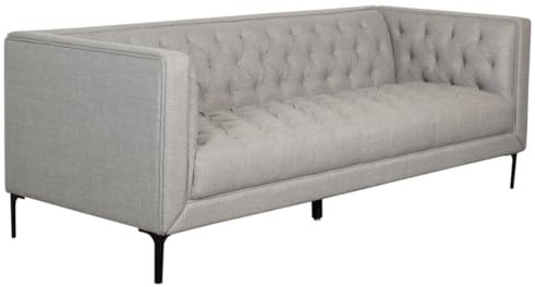 MR. DEKO® Lounge Sofa Troia Dreisitzer Light Grey | Indoor Polster Sofa mit edler Steppung | Design Couch | HxBxT ca. 74x205x85 cm | Moderne Couch für Wohnzimmer