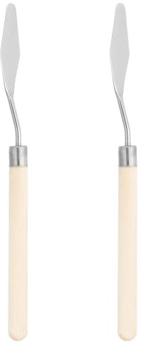 PATIKIL Art Spatula, 2 Pcs No.2 13mm Stainless Steel Flexible Palette Knife Painting Knife Painting Spatula Oil Painting Mixing Scraper with Wood Handle for Canvas Acrylic Painting, Yellow