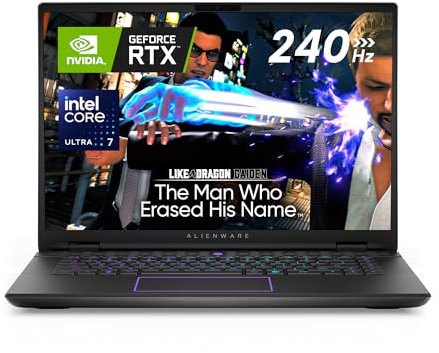 Alienware m16 R2 Gaming Laptop – 16 QHD+ 240 Hz Nvidia G-Sync sRGB, Intel Core Ultra 7 155H, 16GB RAM, 1TB SSD, NVIDIA GeForce RTX 4060, Windows 11 Home, Tastiera AlienFx, Dark Metallic Moon