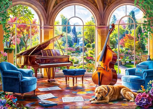 Puzzles 1000 Pieces for Adults jigsaw puzzles for adults-Beautiful Piano Room-1000 Piece Puzzle Classic Educational Games Decoration Puzzle