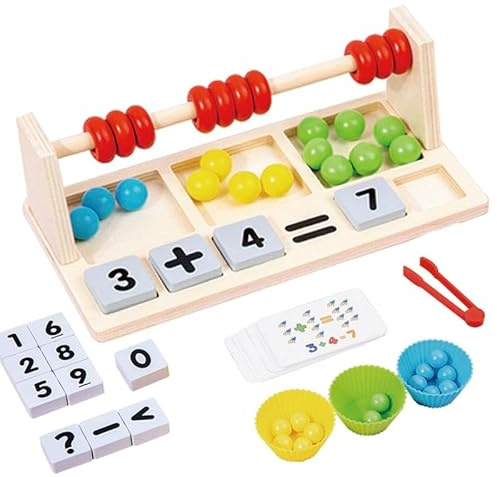 Dr. MUYA® Montessori Spielzeug 3 4 5 6 Jahre, Zählrahmen, Kinderspiele ab 3 Jahre, Holzspielzeug, Motorikspielzeug, Feinmotorik, Lernspiele Mathematik, Geschenk 3-6 Jahre Kinder Junge Mädchen